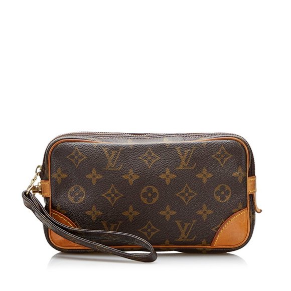 Louis Vuitton Monogram Marly Dragonne PM Second Bag Pouch M51827 Brown PVC Le...